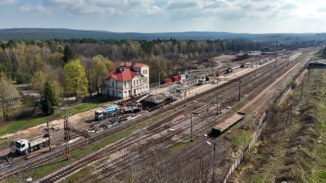 Modernizacja stacji Zagnańsk, widok z lotu ptaka, fot. Piotr Hamarnik (1)