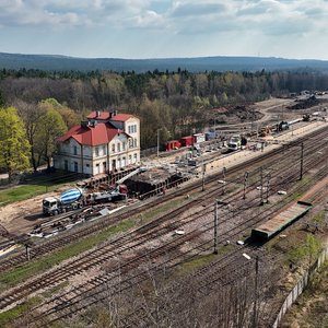 Modernizacja stacji Zagnańsk, widok z lotu ptaka, fot. Piotr Hamarnik (1)